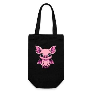 Cute Bat Pig Gargoyle - Gift Bag for Bottles - black - Front