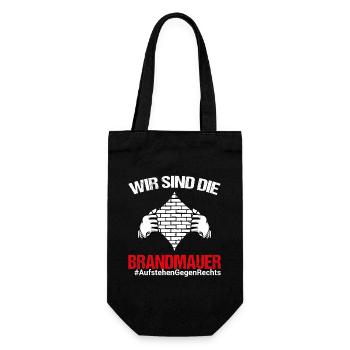 Brandmauer gegen Rechts gegen AfD - Geschenkbeutel für Flaschen - Schwarz - Vorne