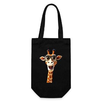 Giraffe Wildnis Safari Afrika Wilde Süße Giraffen - Geschenkbeutel für Flaschen - Schwarz - Vorne