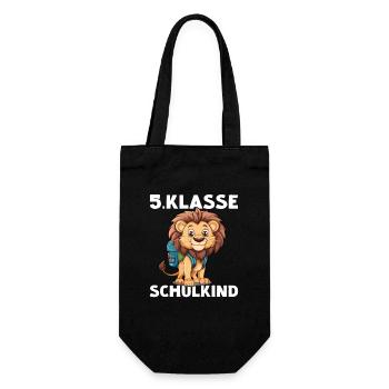 5 Klasse Löwe Schulkind Fünftklässler Löwen - Geschenkbeutel für Flaschen - Schwarz - Vorne