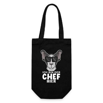Chef Spruch Anführer Hund - Geschenkbeutel für Flaschen - Schwarz - Vorne