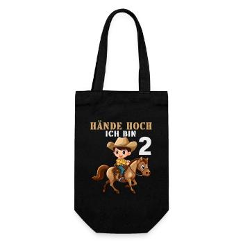 Cowboy Sheriff 2 Geburtstag Kinder 2 Jahre Spruch - Geschenkbeutel für Flaschen - Schwarz - Vorne
