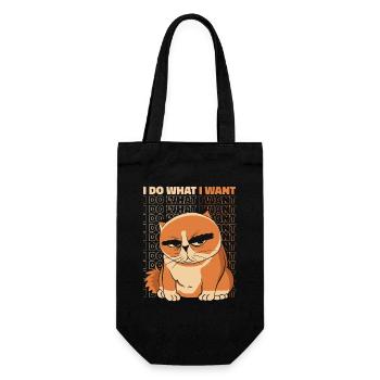 I Do What I Want Miezekatze Kätzchen Hauskatze - Geschenkbeutel für Flaschen - Schwarz - Vorne