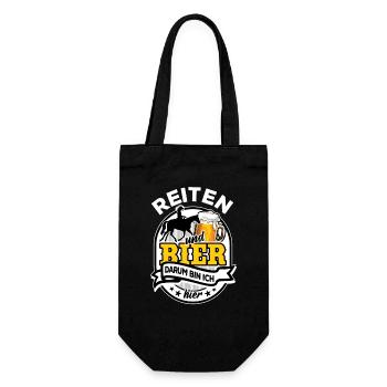 Western Reiten & Bier - darum bin ich hier - Geschenkbeutel für Flaschen - Schwarz - Vorne