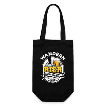Handball & Bier - darum bin ich hier - Geschenkbeutel für Flaschen - Schwarz - Vorne