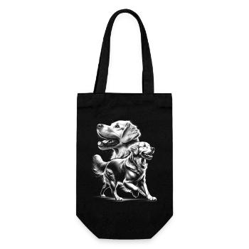 Golden Retriever as a photorealistic portrait - Gift Bag for Bottles - black - Front