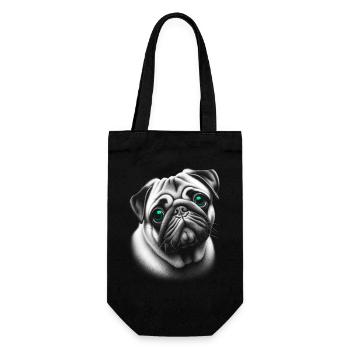 Portrait of a cute pug with turquoise eyes - Gift Bag for Bottles - black - Front