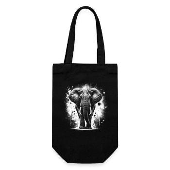 Elephant as a portrait with cool paint splashes - Gift Bag for Bottles - black - Front