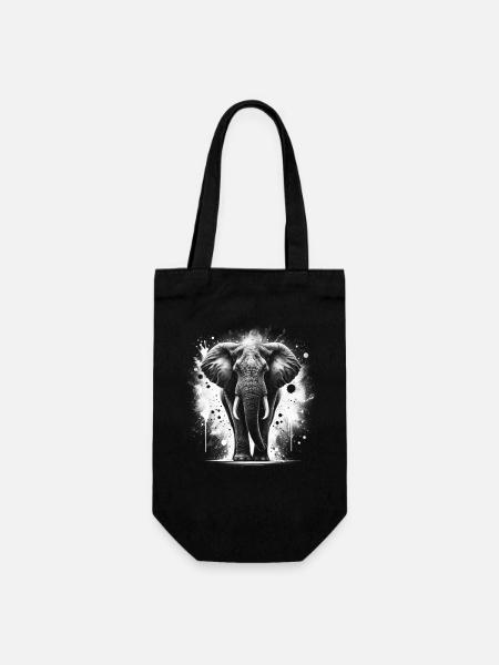 Elephant as a portrait with cool paint splashes - Gift Bag for Bottles - black