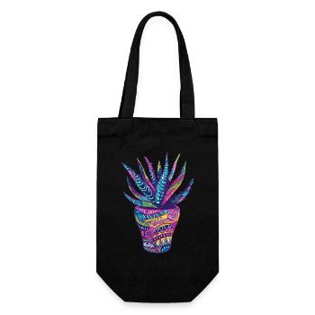 Aloe Vera Psychedelic Succulent Plant Garden - Gift Bag for Bottles - black - Front