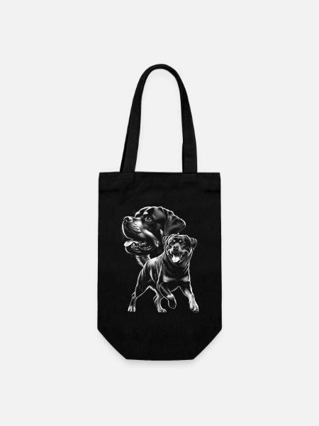 Rottweiler as a portrait in drawing style - Gift Bag for Bottles - black
