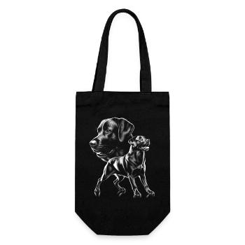 Cute Labrador as a cool portrait in drawing style - Gift Bag for Bottles - black - Front