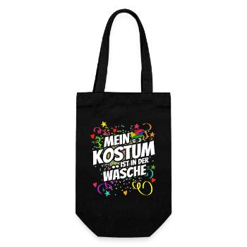 Mein Kostüm ist in der Wäsche - Karneval - Spruch - Geschenkbeutel für Flaschen - Schwarz - Vorne