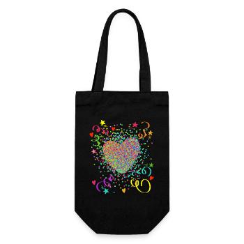 Stimmungs Herz - Fasching - Karneval - Verkleidung - Geschenkbeutel für Flaschen - Schwarz - Vorne