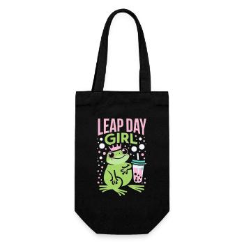 Leap Day Girl 29. Februar Geburtstag Frosch Bubble - Geschenkbeutel für Flaschen - Schwarz - Vorne