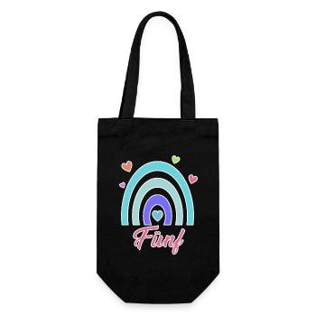 5. Geburtstag Regenbogen Vintage - Geschenkbeutel für Flaschen - Schwarz - Vorne