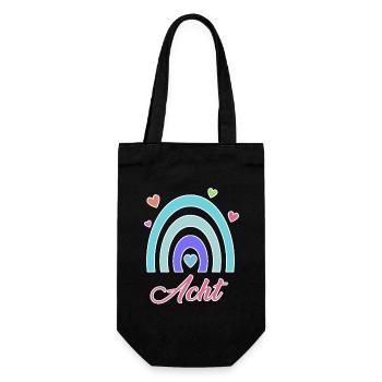 8. Geburtstag Regenbogen Vintage - Geschenkbeutel für Flaschen - Schwarz - Vorne