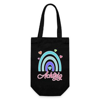 80. Geburtstag Regenbogen Vintage - Geschenkbeutel für Flaschen - Schwarz - Vorne