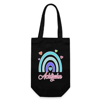 18. Geburtstag Regenbogen Vintage Erwachsen - Geschenkbeutel für Flaschen - Schwarz - Vorne