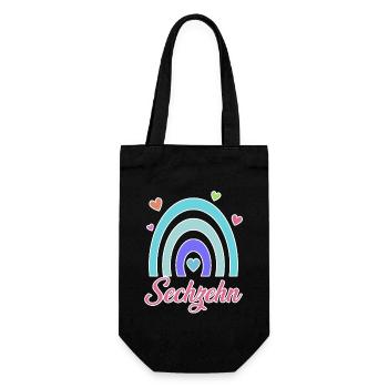 16. Geburtstag Regenbogen Vintage - Geschenkbeutel für Flaschen - Schwarz - Vorne