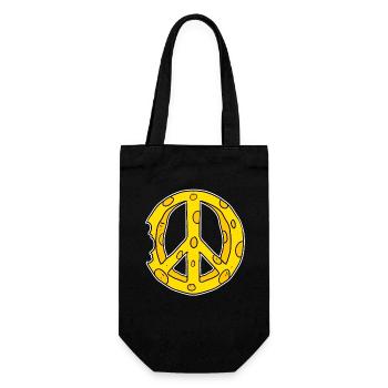 Käse Peace Frieden - Geschenkbeutel für Flaschen - Schwarz - Vorne