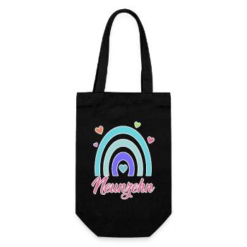 19. Geburtstag Regenbogen Vintage - Geschenkbeutel für Flaschen - Schwarz - Vorne