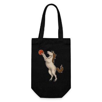 Pferd Basketballspieler Basketball - Geschenkbeutel für Flaschen - Schwarz - Vorne