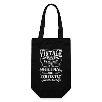 Vintage Made In 1947 Baujahr Februar 1947 Geboren - Geschenkbeutel für Flaschen - Schwarz - Vorne