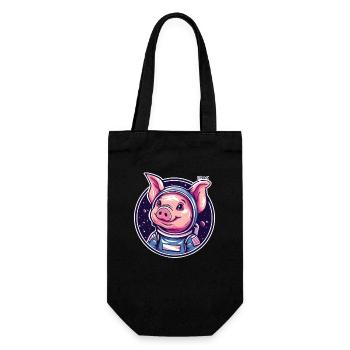 A Funny Space Pig Astronaut - Gift Bag for Bottles - black - Front