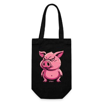 Das wütende Ferkel, diese Sau ist ein Schwein - Geschenkbeutel für Flaschen - Schwarz - Vorne