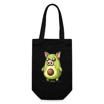 Cartoon of a funny cute avocado pig - Gift Bag for Bottles - black - Front