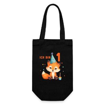 Fuchs 1.Geburtstag Füchse 1 Jahr Jungen Mädchen - Geschenkbeutel für Flaschen - Schwarz - Vorne