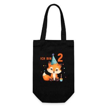 2.Geburtstag Fuchs Füchse 2 Jahre Mädchen Jungen - Geschenkbeutel für Flaschen - Schwarz - Vorne