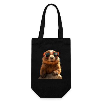 Marmot with sunglasses Rodent Ground Squirrel - Gift Bag for Bottles - black - Front