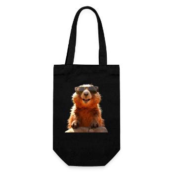 Marmot with sunglasses Rodent Ground Squirrel - Gift Bag for Bottles - black - Front