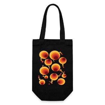 Vintage 50er 60er 70er Retro Kreis Muster Nostalgi - Geschenkbeutel für Flaschen - Schwarz - Vorne