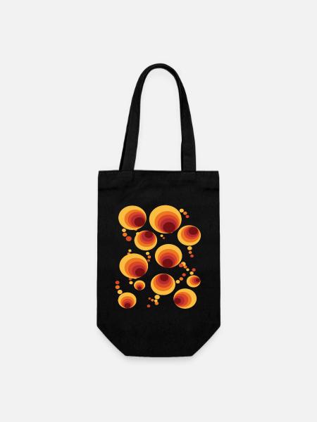 Vintage 50er 60er 70er Retro Kreis Muster Nostalgi - Geschenkbeutel für Flaschen - Schwarz