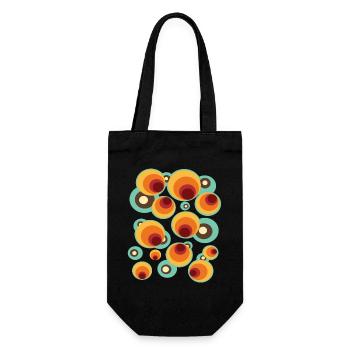 Vintage Mid Century Circle Pattern - Gift Bag for Bottles - black - Front