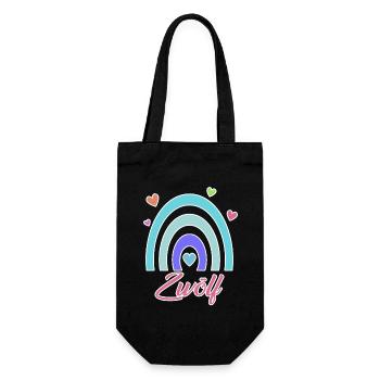 12. Geburtstag Regenbogen Vintage - Geschenkbeutel für Flaschen - Schwarz - Vorne