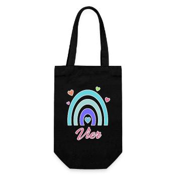 4. Geburtstag Regenbogen Vintage - Geschenkbeutel für Flaschen - Schwarz - Vorne