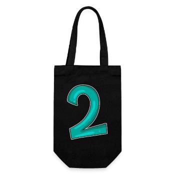 2 - Number - Number Two - Gift Bag for Bottles - black - Front