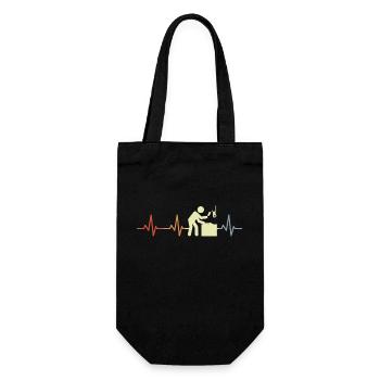 Fleischer Strichmännchen Herzschlag - Geschenkbeutel für Flaschen - Schwarz - Vorne