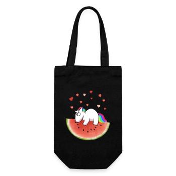 Licorne sur pastèque - Sac à bouteille - noir - Devant