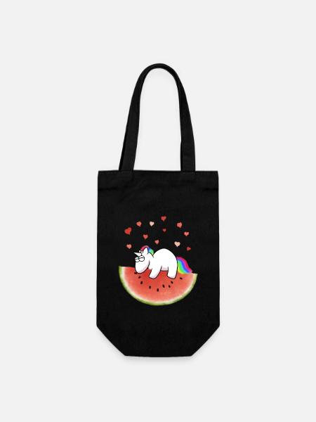 Unicorn on watermelon - Gift Bag for Bottles - black