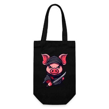 Ninja Pig - Gift Bag for Bottles - black - Front