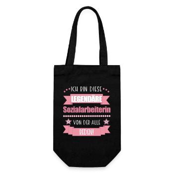 Lustiger Spruch für Sozialarbeiterin – Geschenk - Geschenkbeutel für Flaschen - Schwarz - Vorne