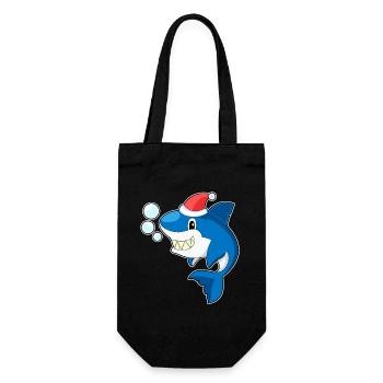 Shark Christmas Santa Hat - Gift Bag for Bottles - black - Front