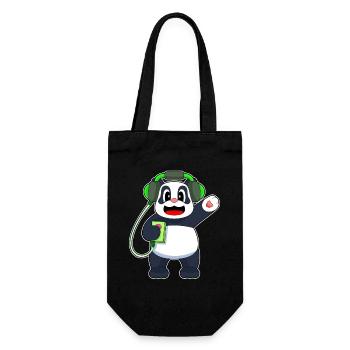 Panda Kopfhörer Musik - Geschenkbeutel für Flaschen - Schwarz - Vorne