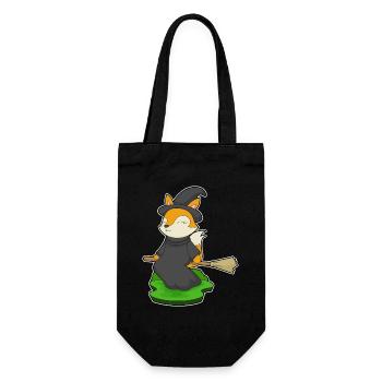 Fuchs Hexe Besen - Geschenkbeutel für Flaschen - Schwarz - Vorne