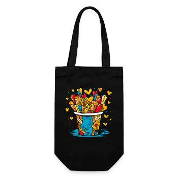 Bucket full of hearts and sweets - Gift Bag for Bottles - black - Front